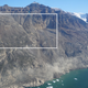 The right half of the highlighted area shows the scarred hillside in Greenland’s Karrat Fjord after a landslide fell a kilometer into the water below, causing a tsunami that reached 90 meters. The left half shows at-risk areas. The trip was funded by National Science Foundation and the Geotechnical Extreme Events Reconnaissance Association.
